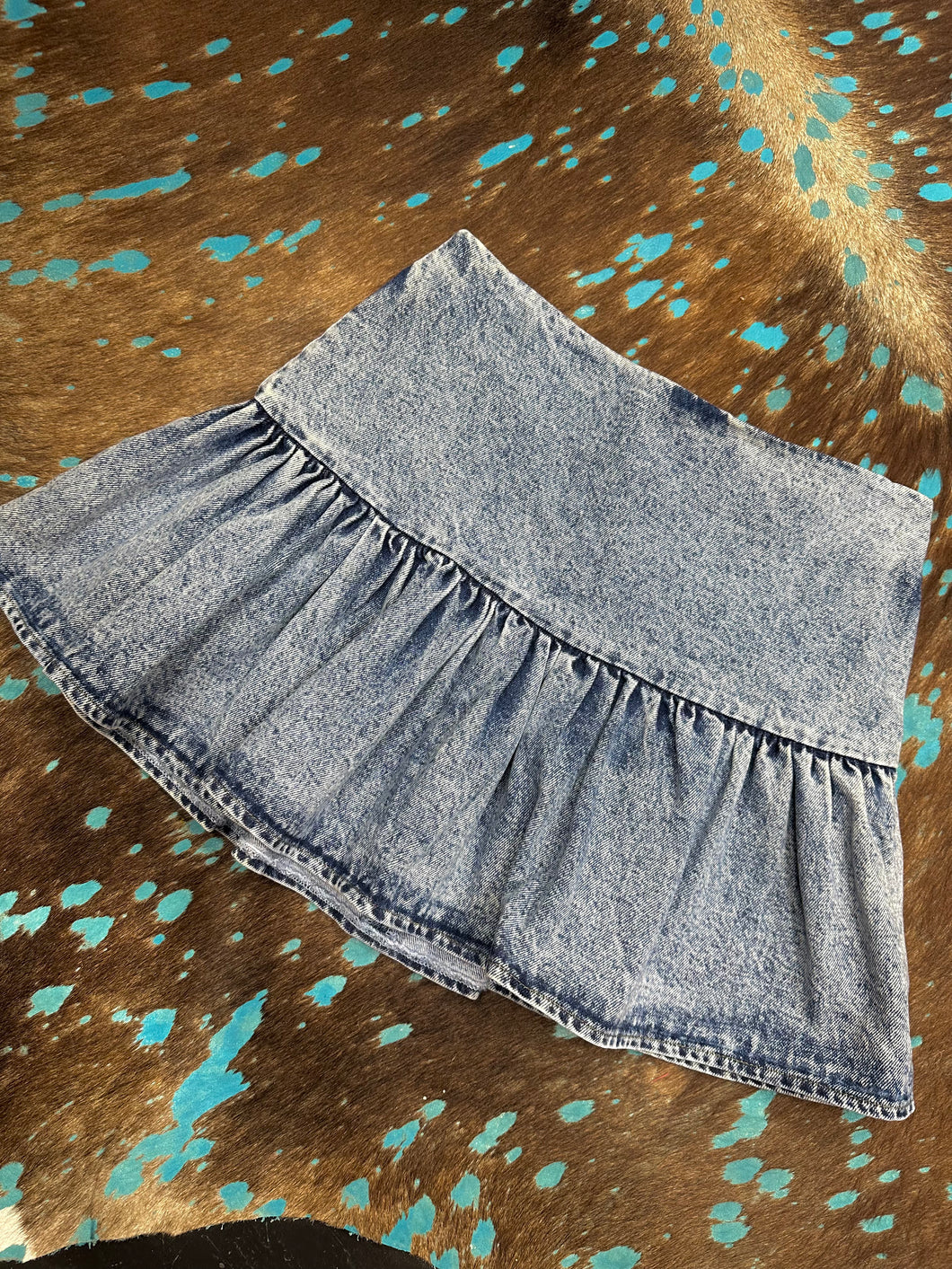 Drop Waist Denim Mini Skirt