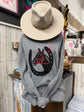 Grey Oversized Vintage "Lucky" Sweater