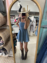 Load image into Gallery viewer, Denim Bow-Tie Mini Dress
