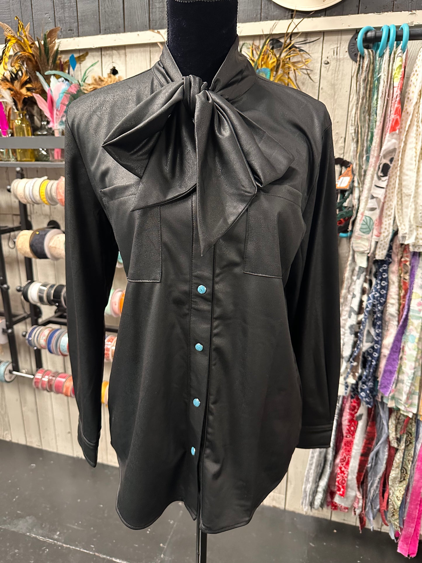 Black Leather Outlaw Top