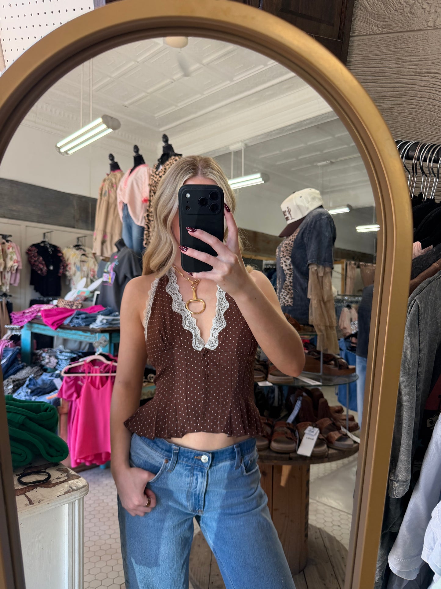 Amara Polka Dot Peplum Top