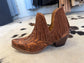 Myra Wild Ember Fringed Hand-Tooled Booties