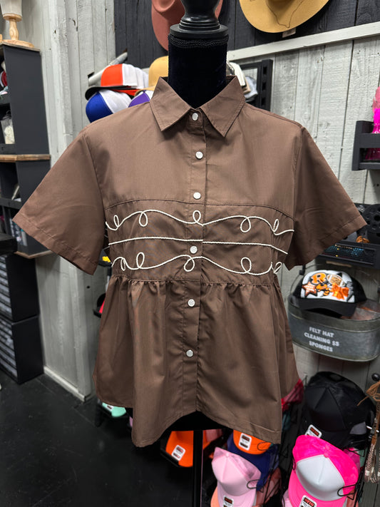 Brown Loopty Lou Blouse