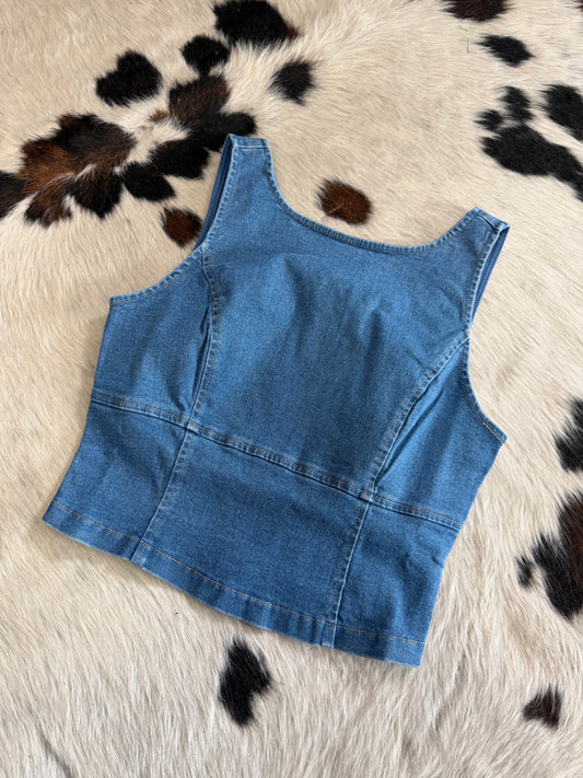 "Sandy Mae" Stretch Denim Top