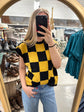 Black and Gold Checkered Sweater Vest