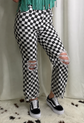 Black and White Checkered Ankle Jeans