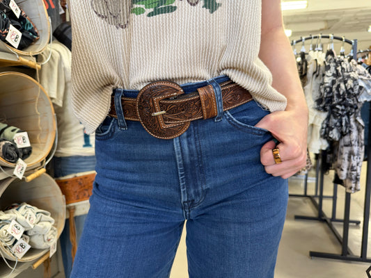 Talon High Desert Brown Tooled-Leather Belt