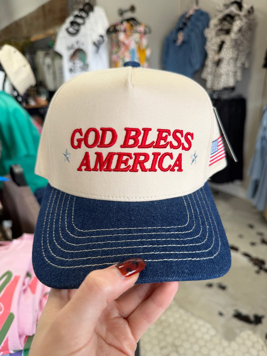 God Bless America Embroidered Trucker Hat