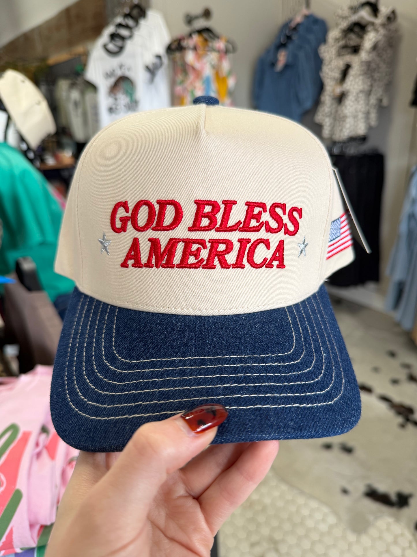 God Bless America Embroidered Trucker Hat