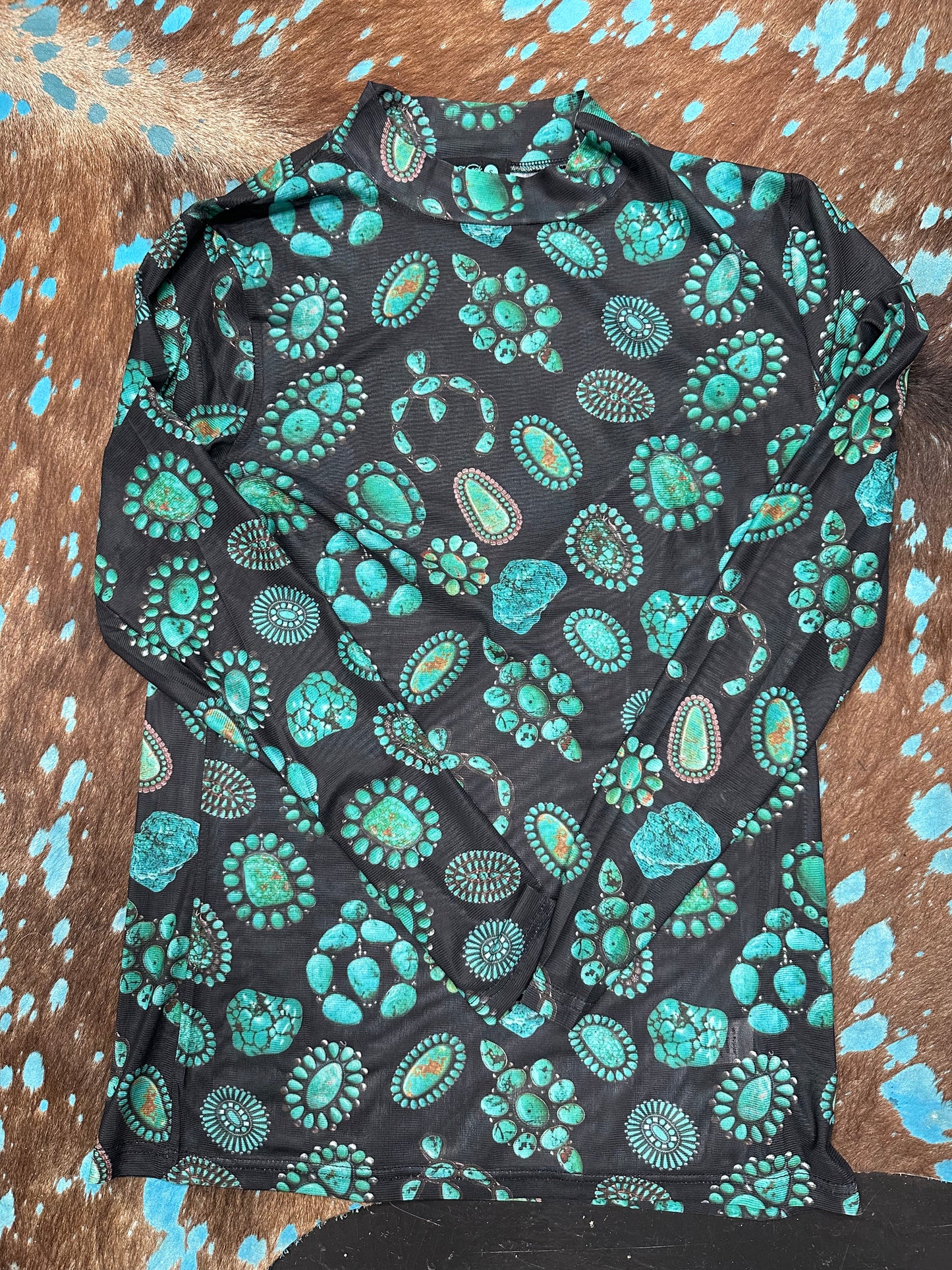 Turquoise Stone Mesh Top