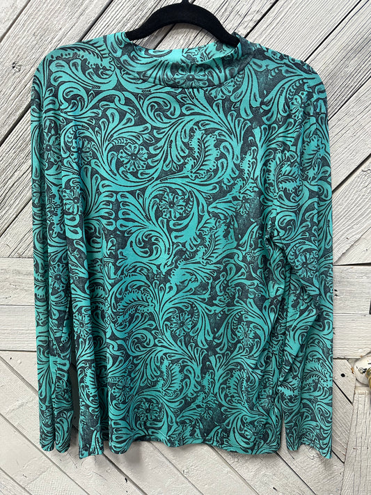 Tooled Turquoise Mesh Top