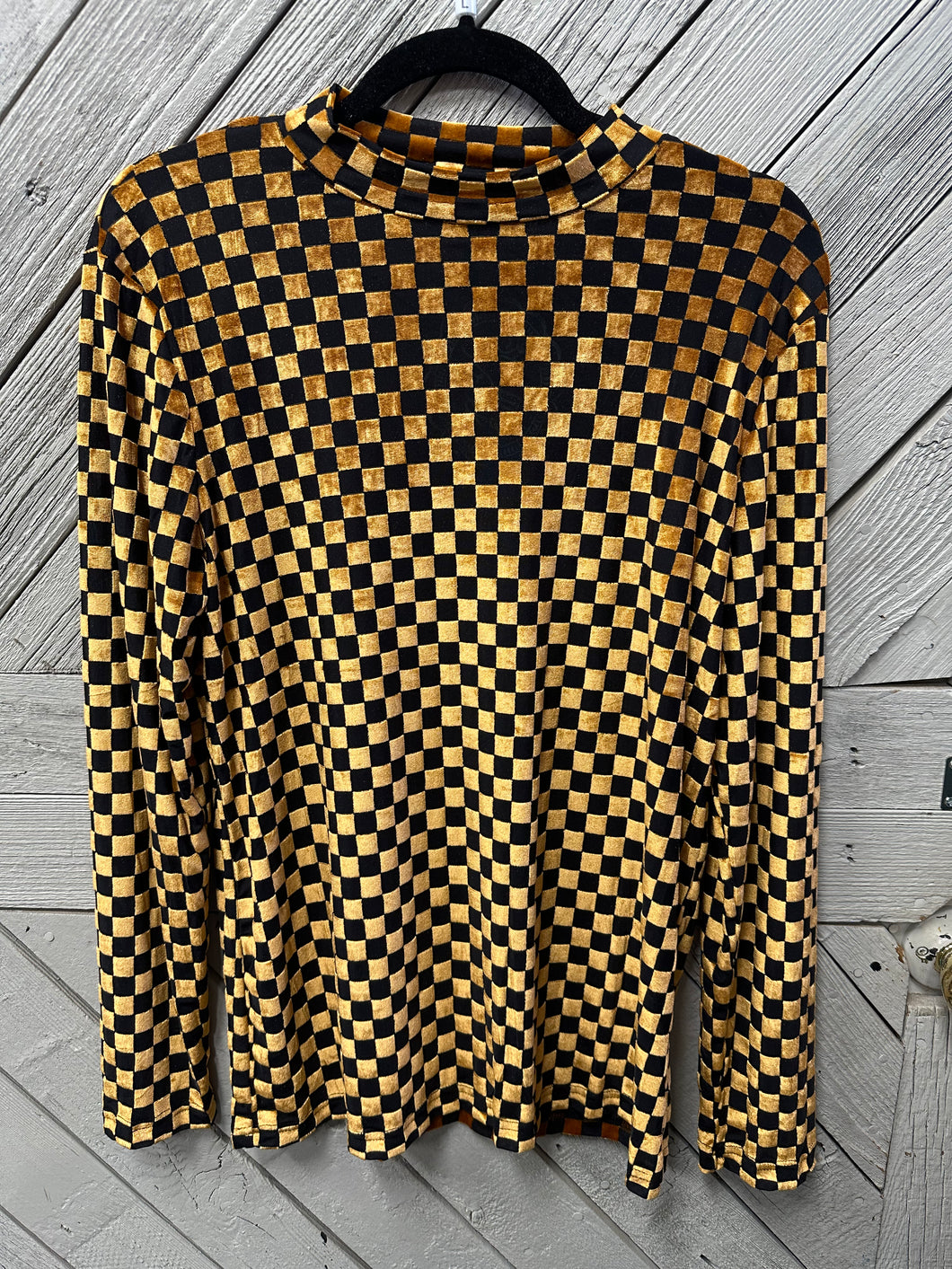Gold/Black Velvet Mesh Top