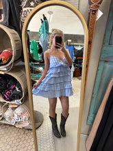 Load image into Gallery viewer, Gingham Tiered Ruffle Mini Dress
