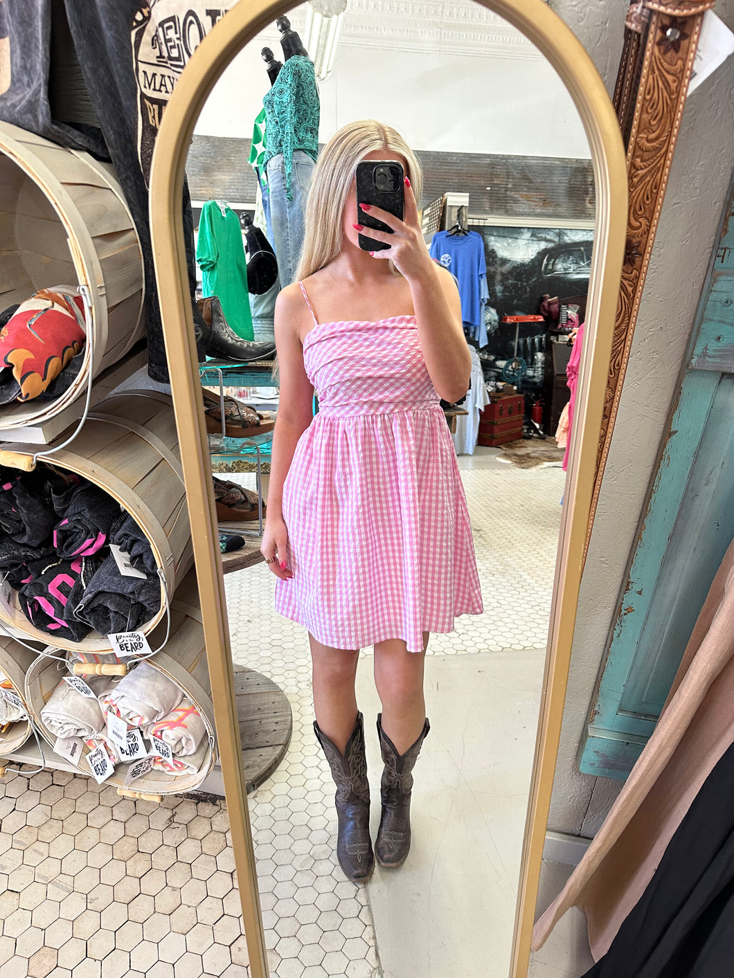 Gingham Bow Mini Dress