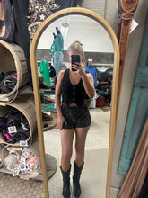 Load image into Gallery viewer, Jitterbug Rhinestone Suede Shorts
