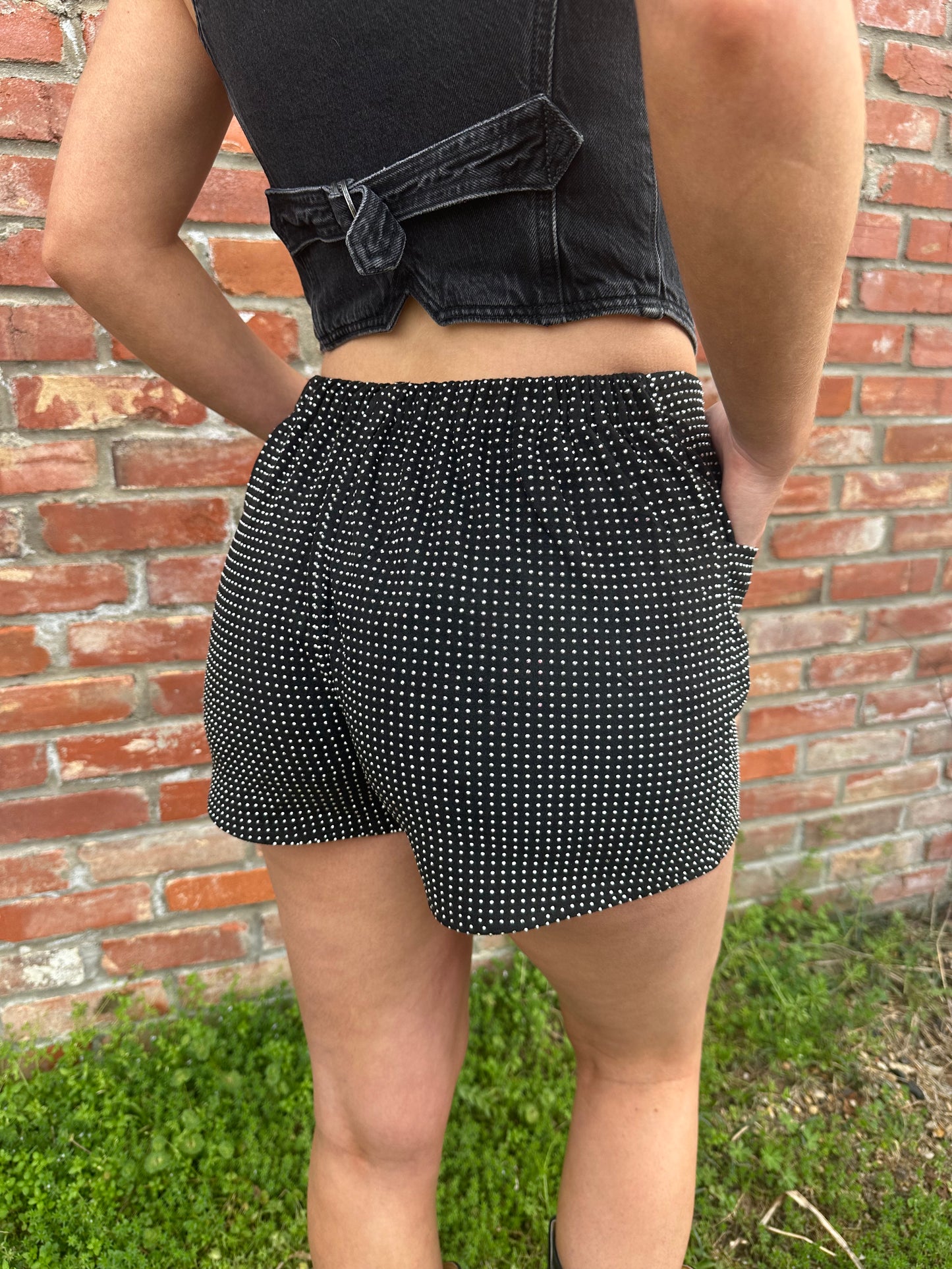 Jitterbug Rhinestone Suede Shorts
