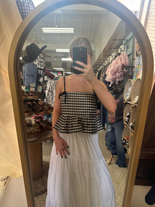 Sheen Gingham Bow Tank