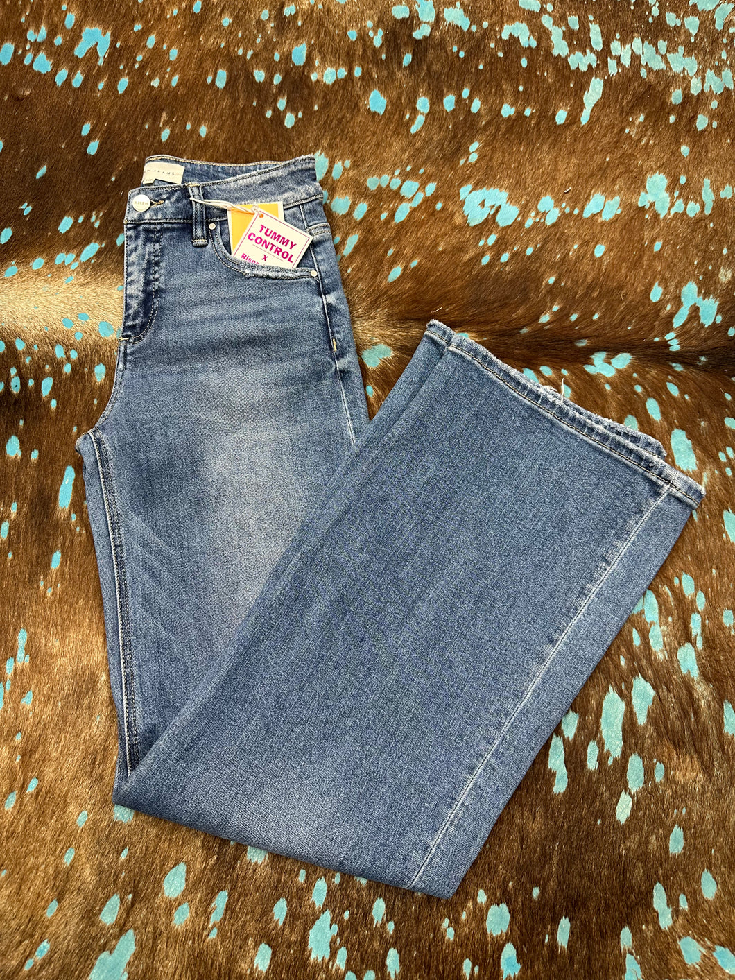 Risen High Rise Medium Wash Tummy Control Jeans