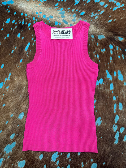 Pink Ribbed Tank  Top