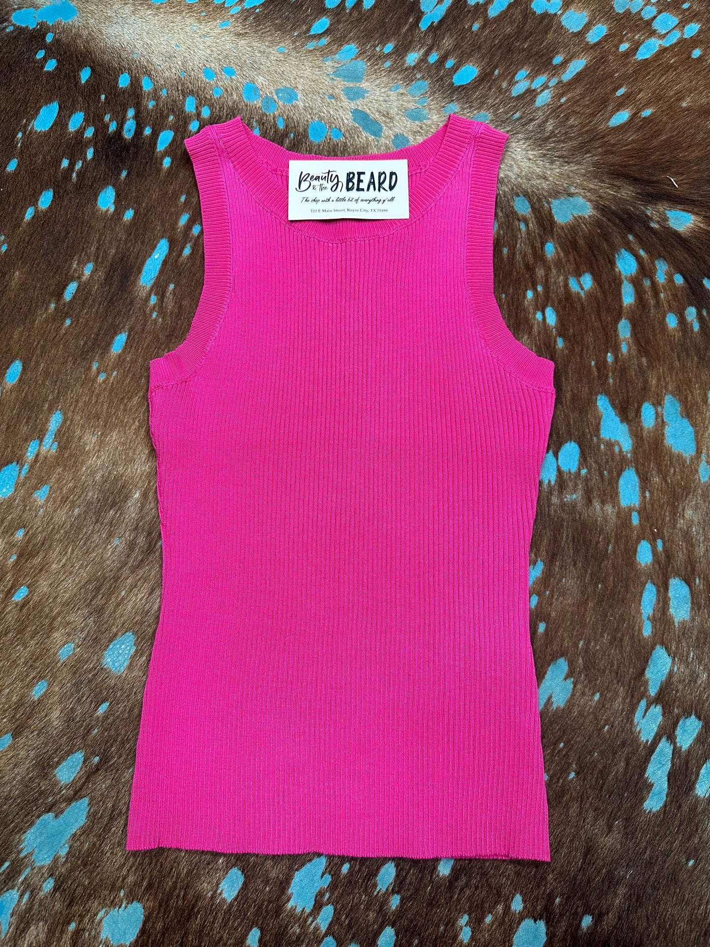 Pink Ribbed Tank  Top