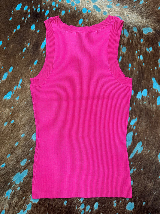 Pink Ribbed Tank  Top