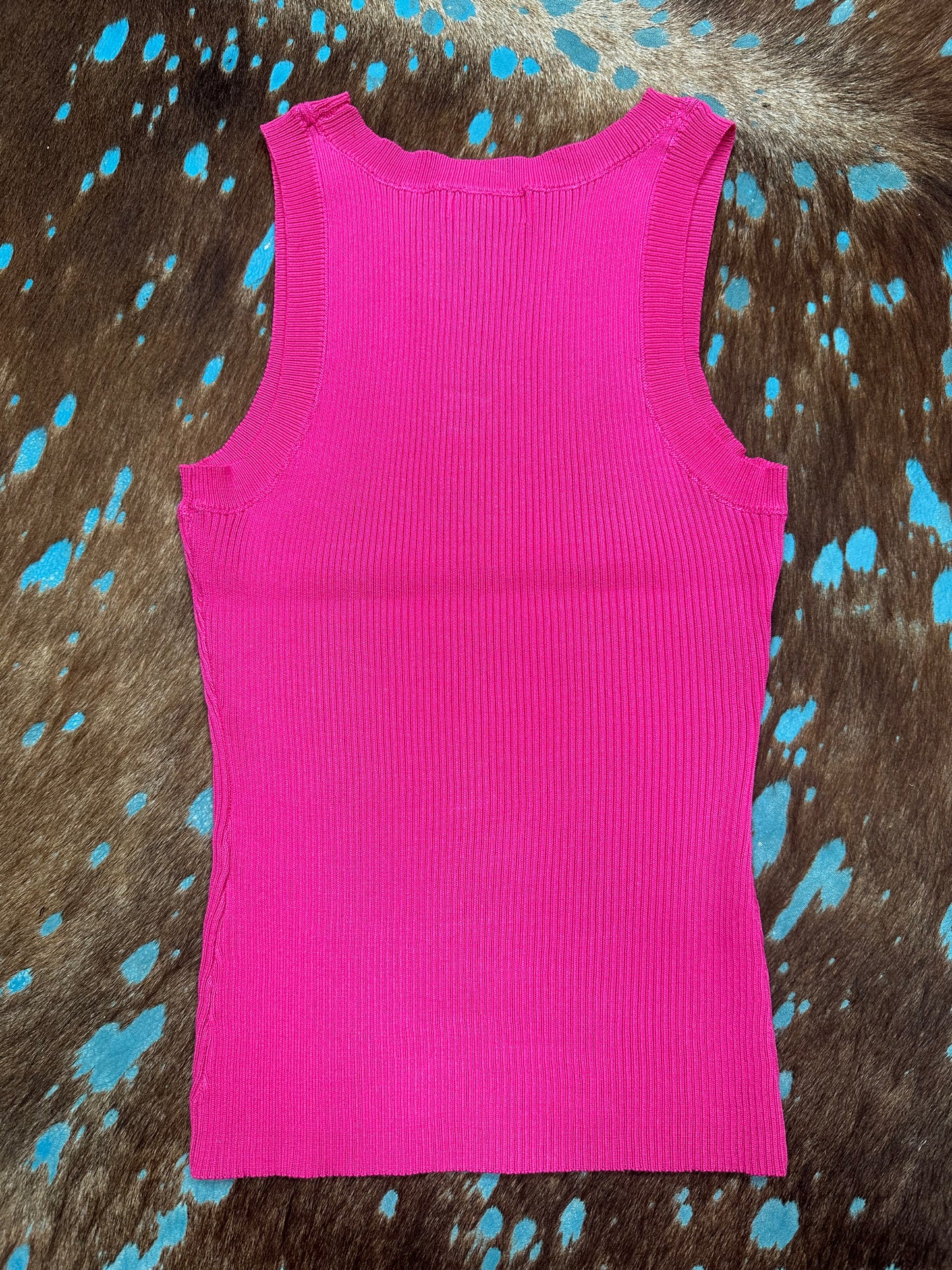 Pink Ribbed Tank  Top