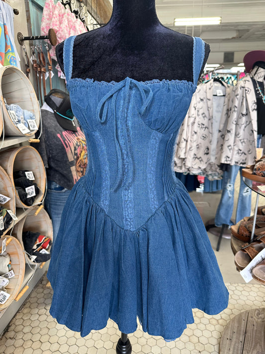 Denim Corset Mini Dress