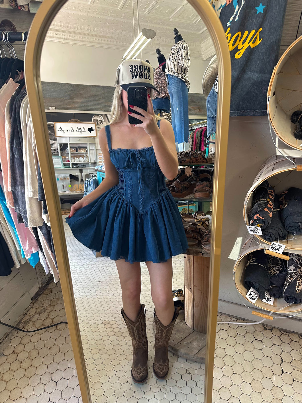 Denim Corset Mini Dress