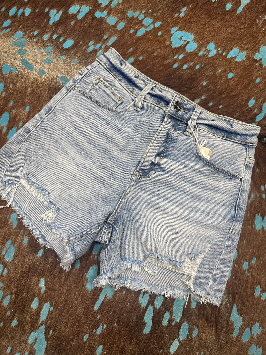 Risen High Rise Light Wash Shorts
