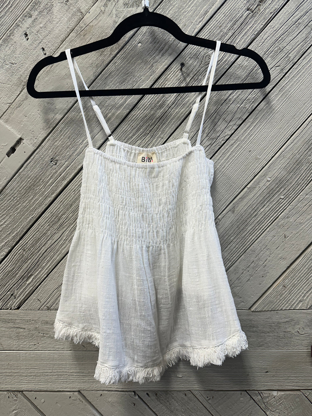 White Frailed Tank Top