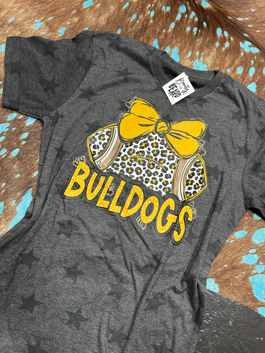 Bulldog Leopard Football Tee