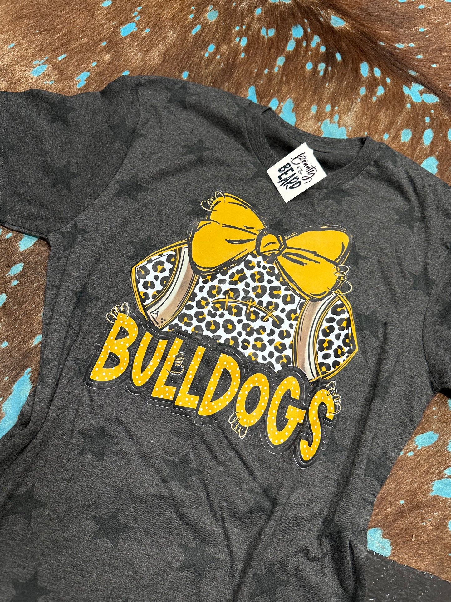 Bulldog Leopard Football Tee